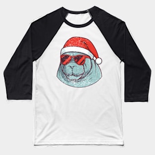 manatee in a Christmas hat distressed Baseball T-Shirt